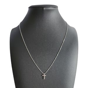 Silver Tone Necklace With Cross Pendant Adjustable